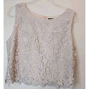 Banana Republic Women Sleeveless Boho Crochet Crop Festival Top Back Zip Size L